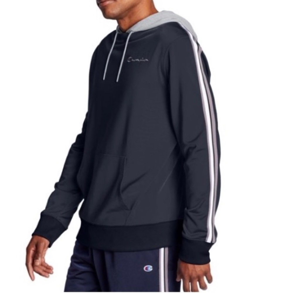 NEW Champion Men’s Black Striped Track Hoodie